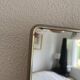 Vintage 1960s red barber triptych mirror Mirbel Paris - 28 x 70 cm