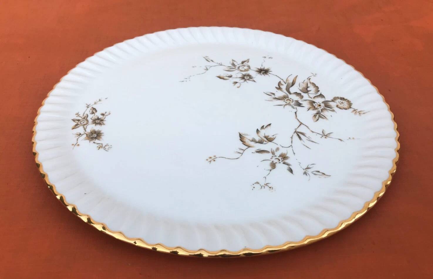 Old cake plate Porcelain from Aquitaine L.L Lourioux France
