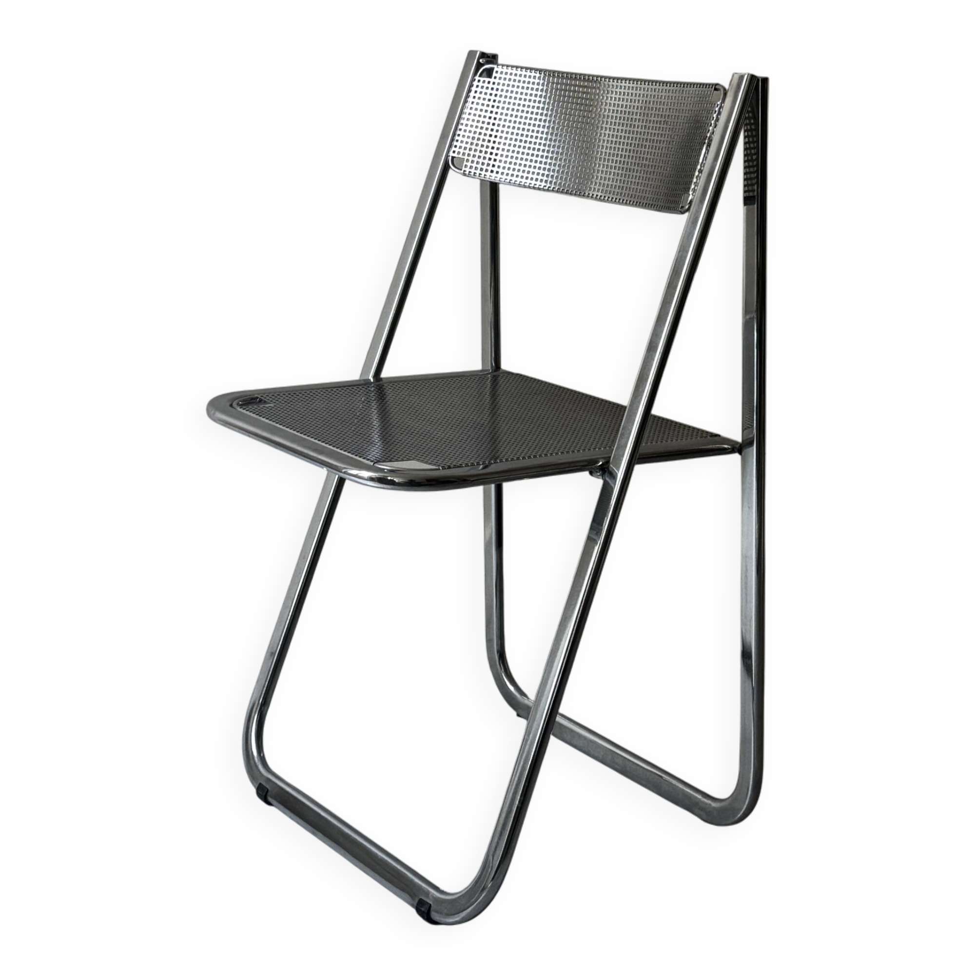 Chaise pliante Tamara en métal chromé et perforé d'Arrben, Italie 1980