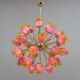 Chandelier Sputnik en verre de Murano et laiton, sphère jaune et violette