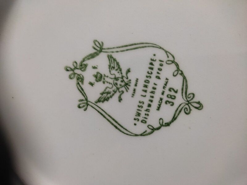 Dessert plates old rose Swiss Landscape village