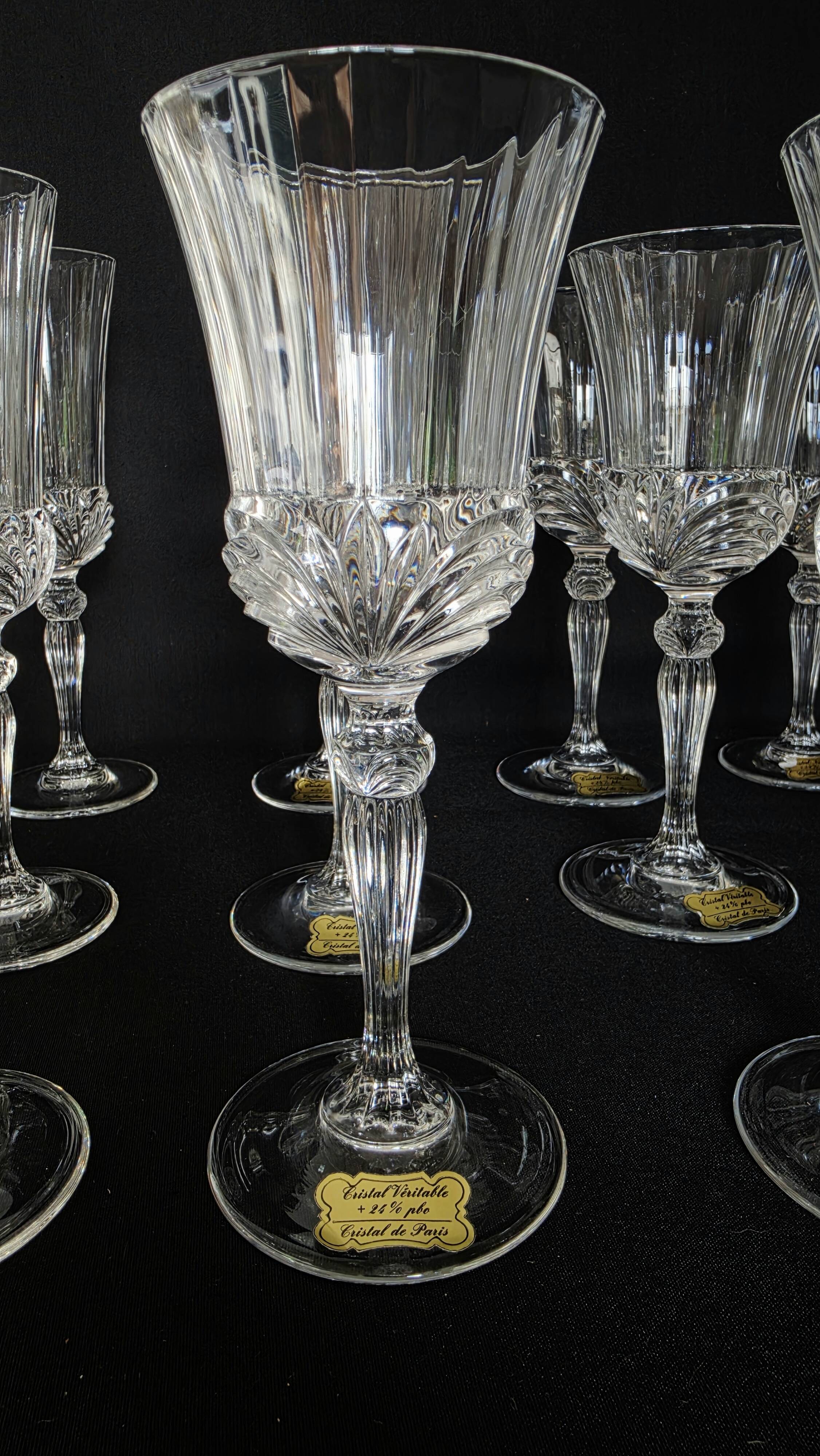 Lot exclusif de 18 verres authentiques en cristal de Lorraine Paris (+24 %