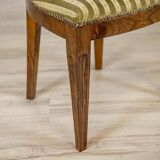 20th-Century Elm Chair in Striped Upholstery, 1940s