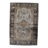 Tapis médaillon en soie du Cachemire fait main des années 1950, 109 × 165 cm - 1C1293