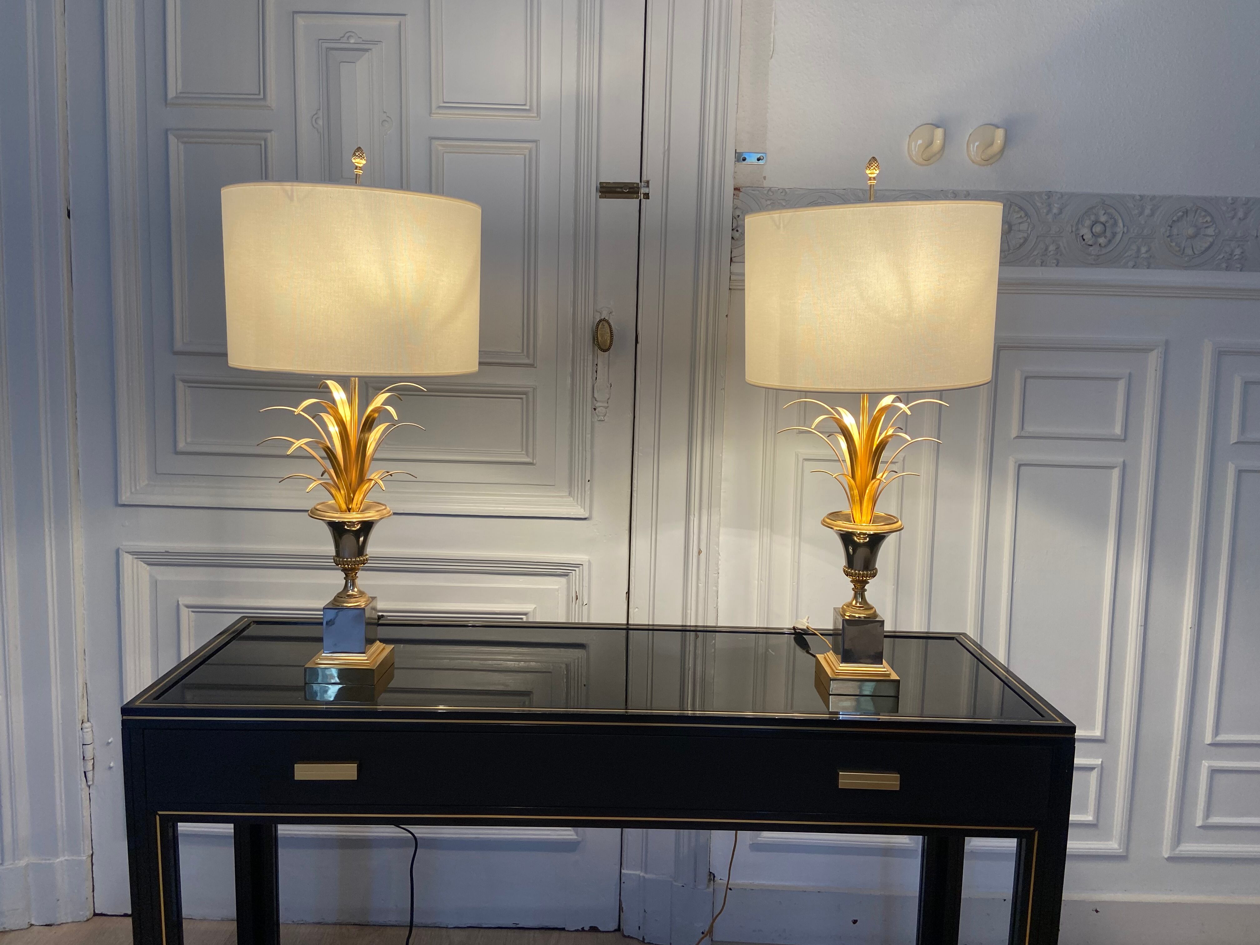 Pair of lamps ears / pineapple by Boulanger, 1970s