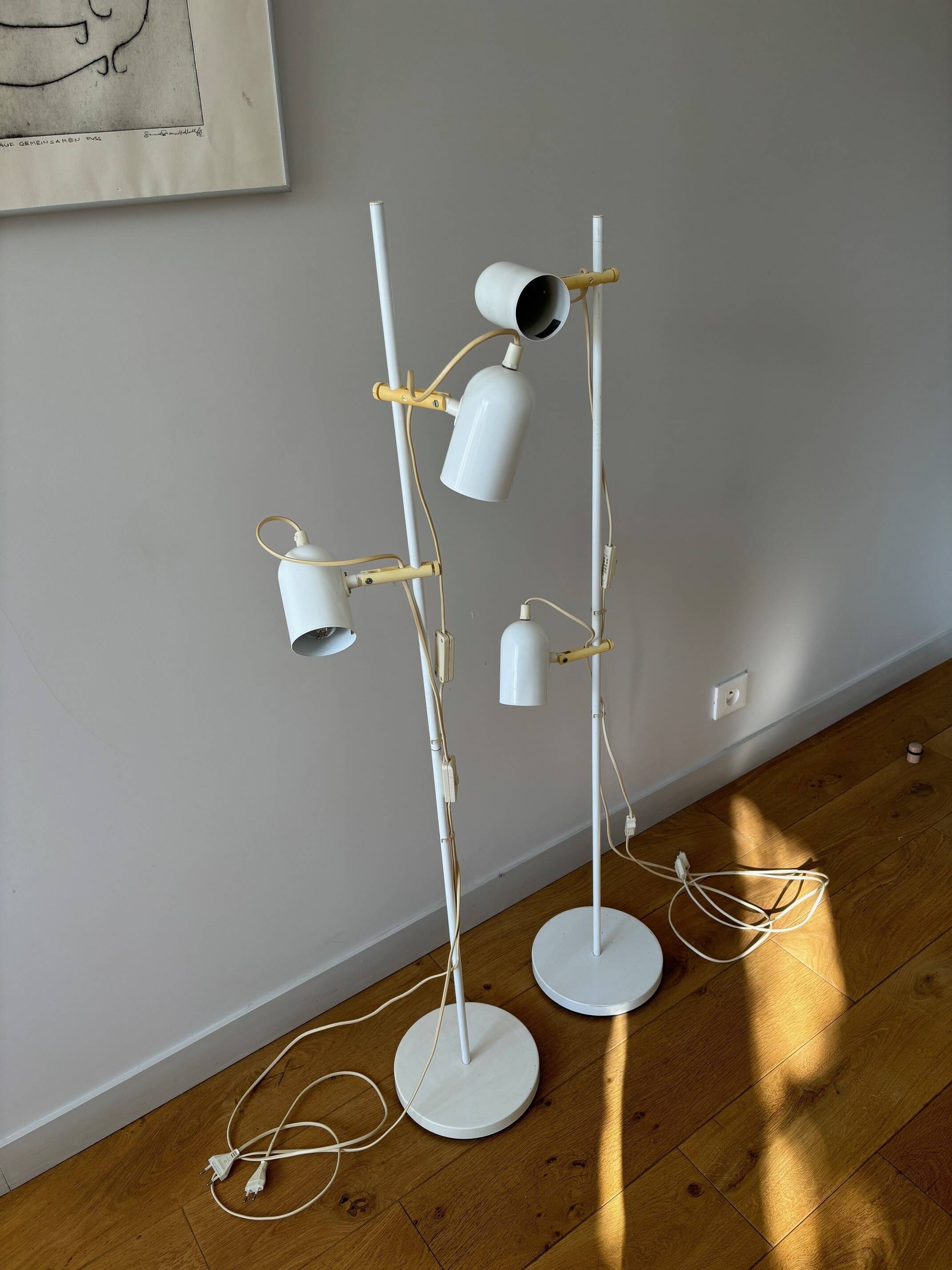 2 floor lamps with articulated spotlights - Sweden 70s/80s