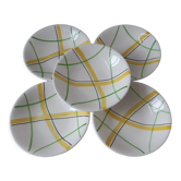 Set of 5 hollow plates Gien model Sarabande years 50-60