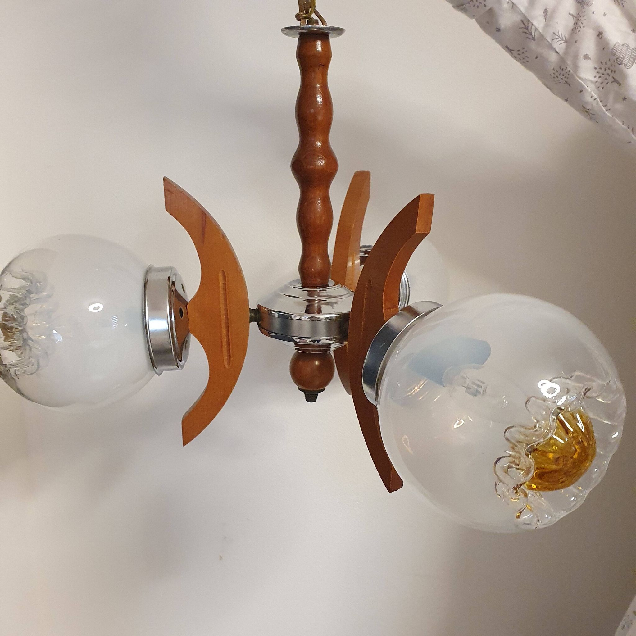 Lustre 3 branches Design Mazzega verres Murano