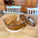 Vintage smoked glass casserole dish Corning France