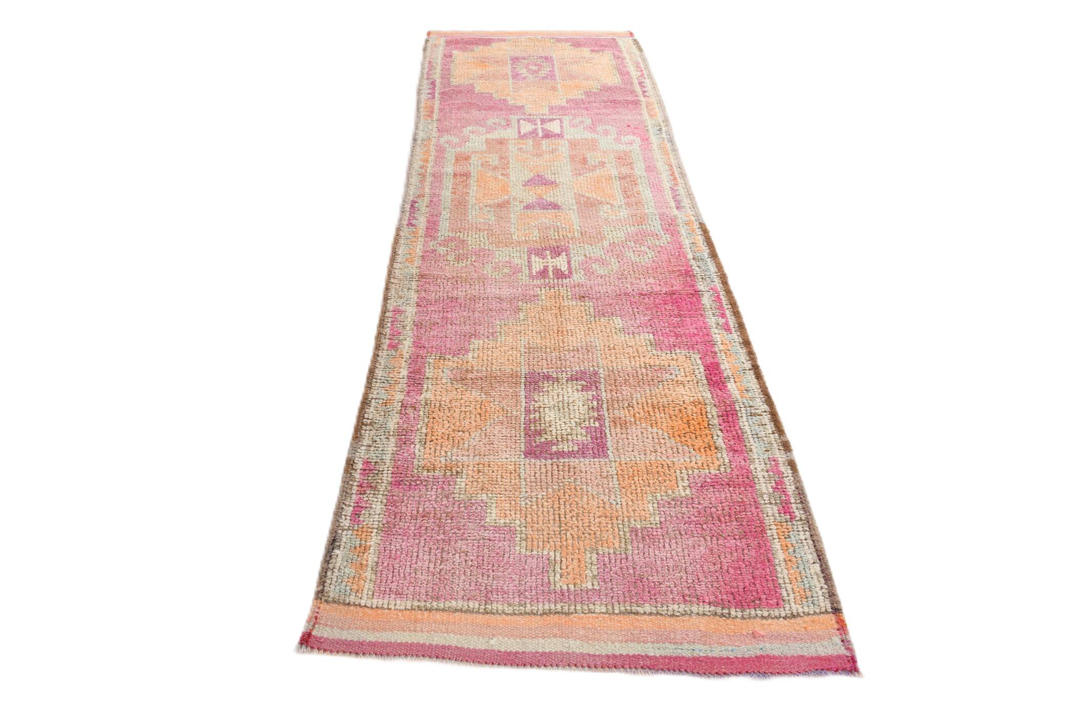 Tapis coureur vintage turc pastel rose 3x10, 97x310 cm