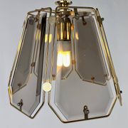French Brass and Smoked Glass Hal Pendant, 1970s