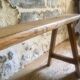 Antique wooden farm bench