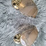 Set of 2 wall lights in gilded brass and opaline glass
