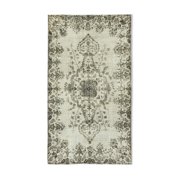 Handmade hi-low pile anatolian 1980s 159 cm x 278 cm grey rug