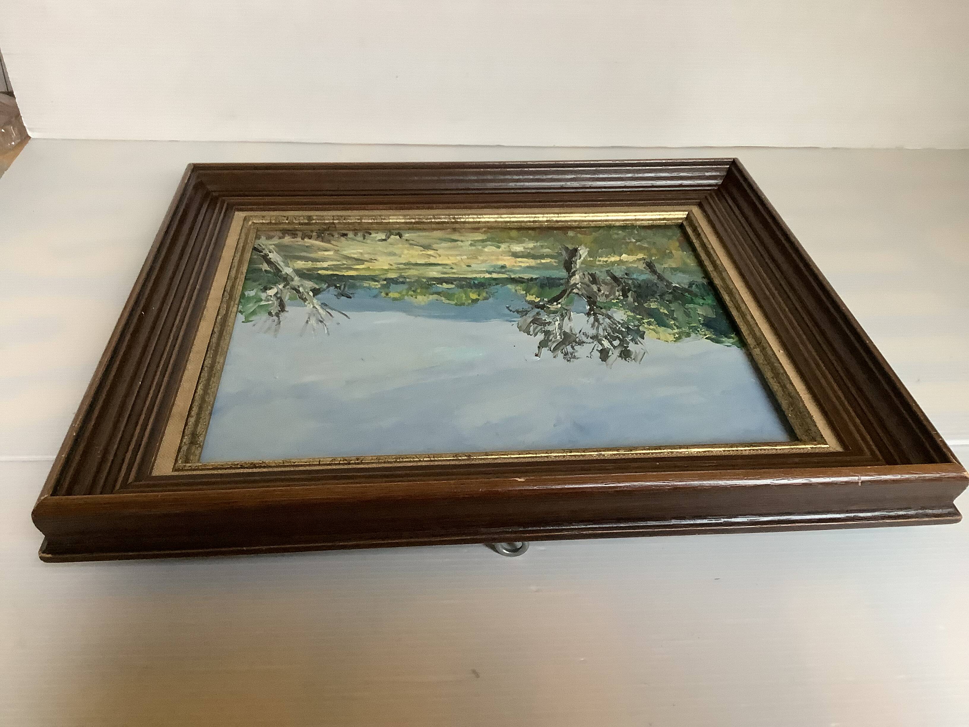 Oil painting on panel landscape