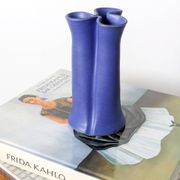 Vase soliflore en céramique bleue, Aage Würtz Danemark, années 60