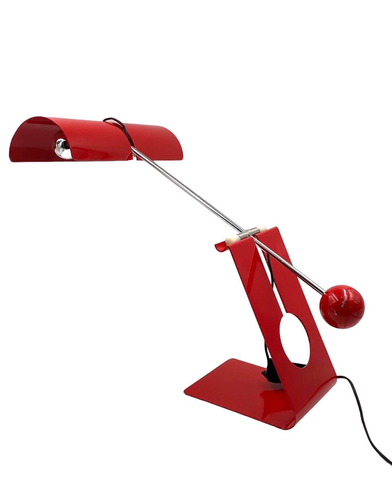 Mauro Martini, red 'Picchio' woodpecker table lamp, F.lli Martini Italy 1970s