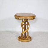 Solid wood side table Design Cherry wood DNA Helix Unique piece, 1980s