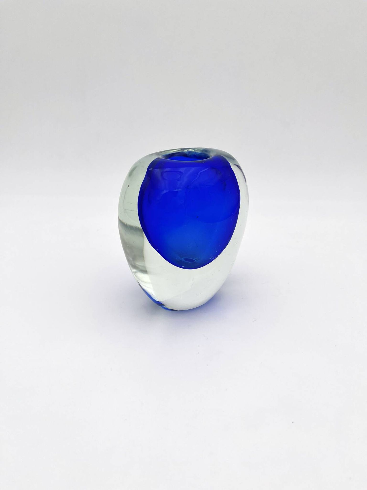 Murano Sommerso Cobalt Blue Vase 11cm 1kg Vintage Art Glass Design 60s