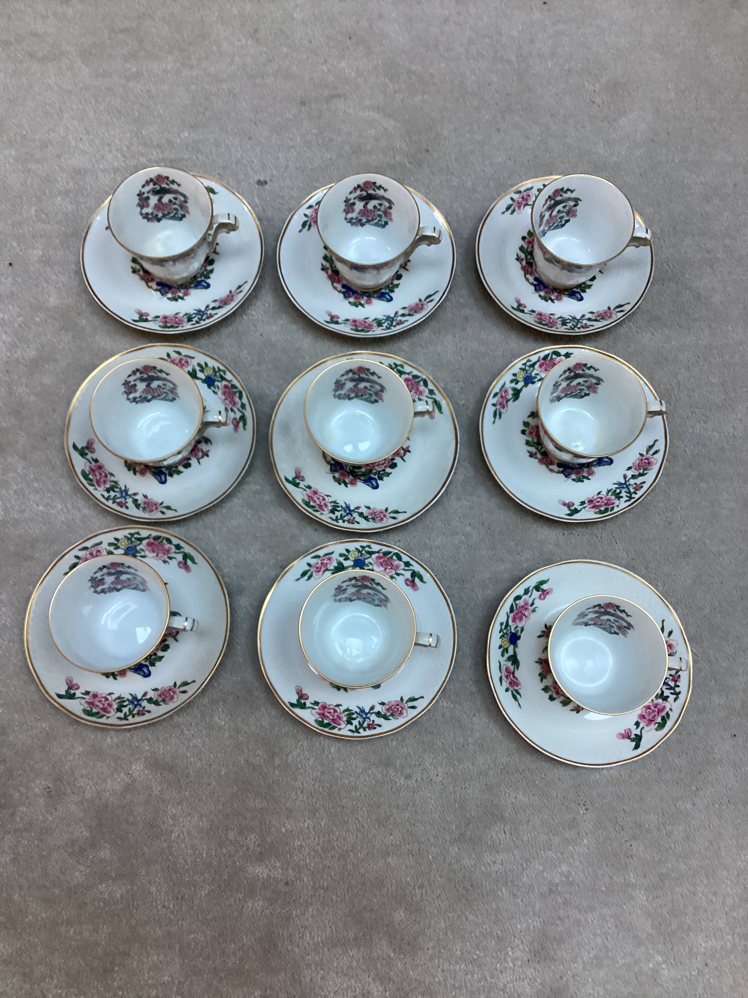 Tasses à café Bernardaud oiseaux de chine