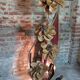 Lampe vintage en feuilles et fleurs de bananier séchées 70