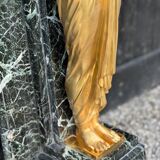 Empire style fireplace in antique green marble and gilded bronzes circa 1880