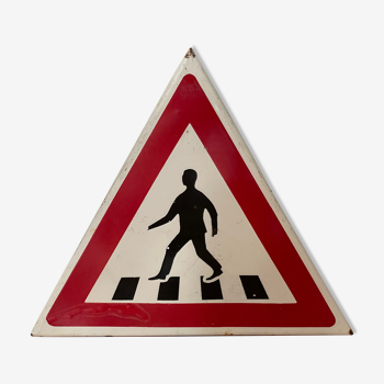 Pedestrian crossing traffic sign original 1970's driving school sign man cave