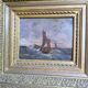 19th-century painting signed by Gaston Roullet, marine painter.