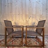 Pair of garden armchairs in steel