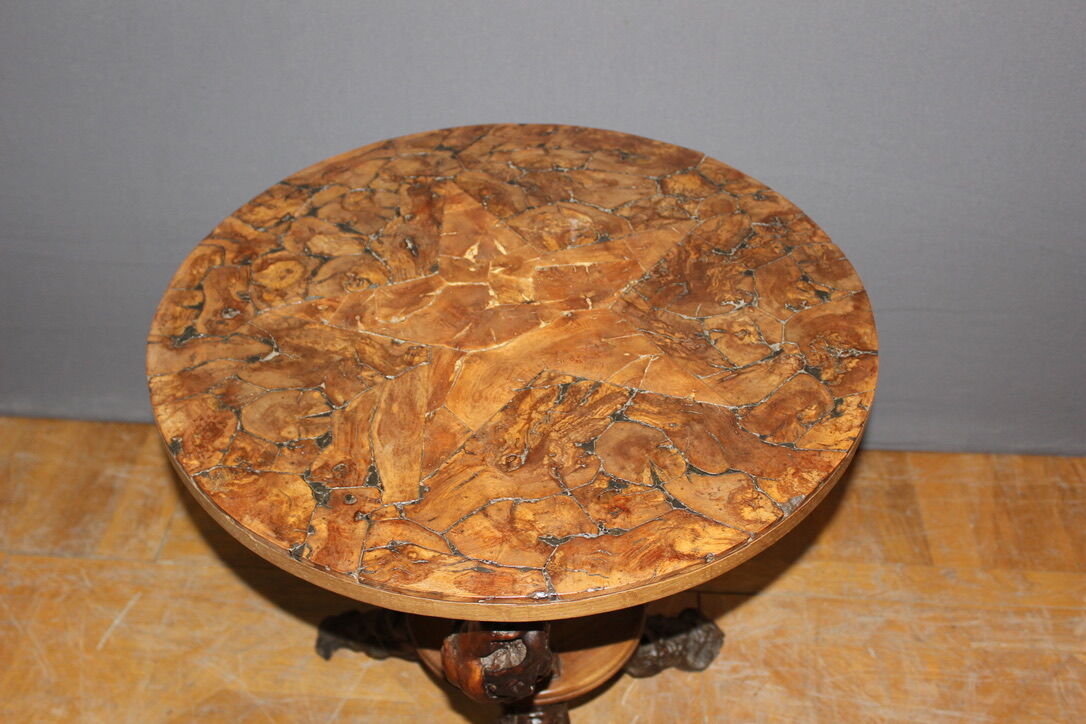 Guéridon brutaliste en cep de vigne vers 1950