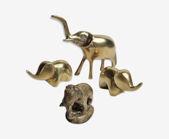 Set of four brass elephants | Selency