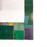 Coloured glass mirror, French work from the 1960s, 35x77 cm.