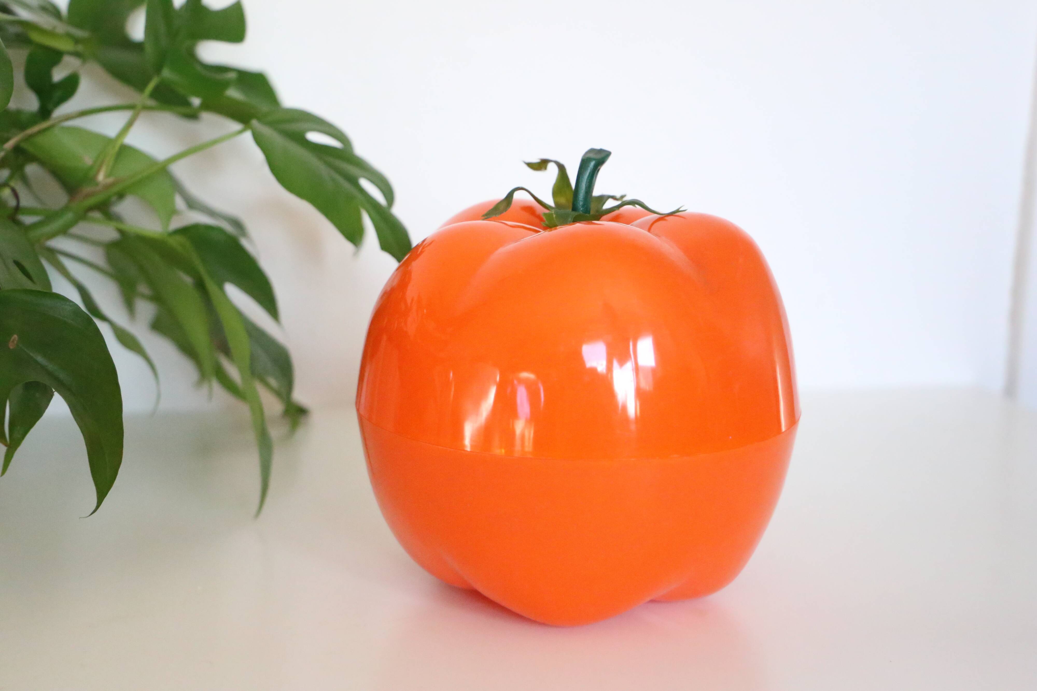 Orange tomato ice bucket, vintage