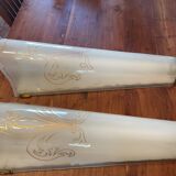 Large pair of art deco domed glass hotel lobby sconces