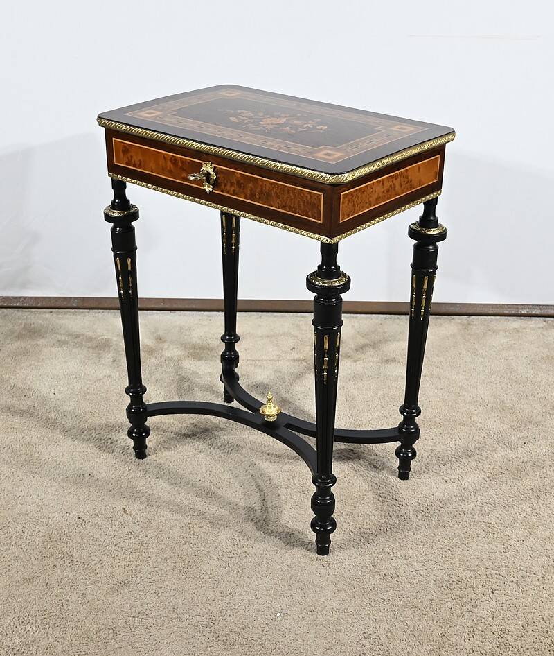 Small Living Room Table in Rosewood and Amboyna Burl, Louis XVI style, Napoleon III period – Mili