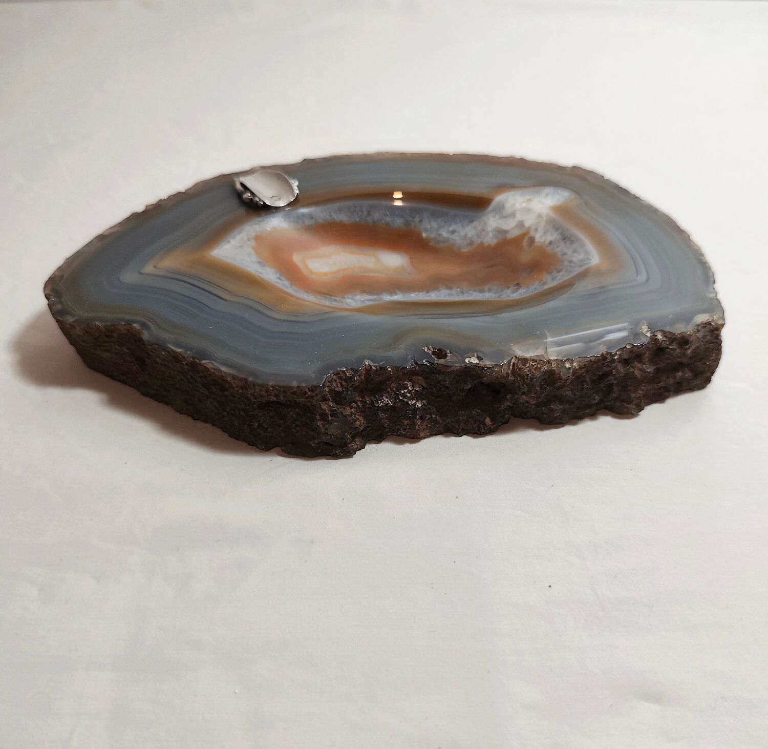 Cenicero de ágata y plata. España, 1970s.