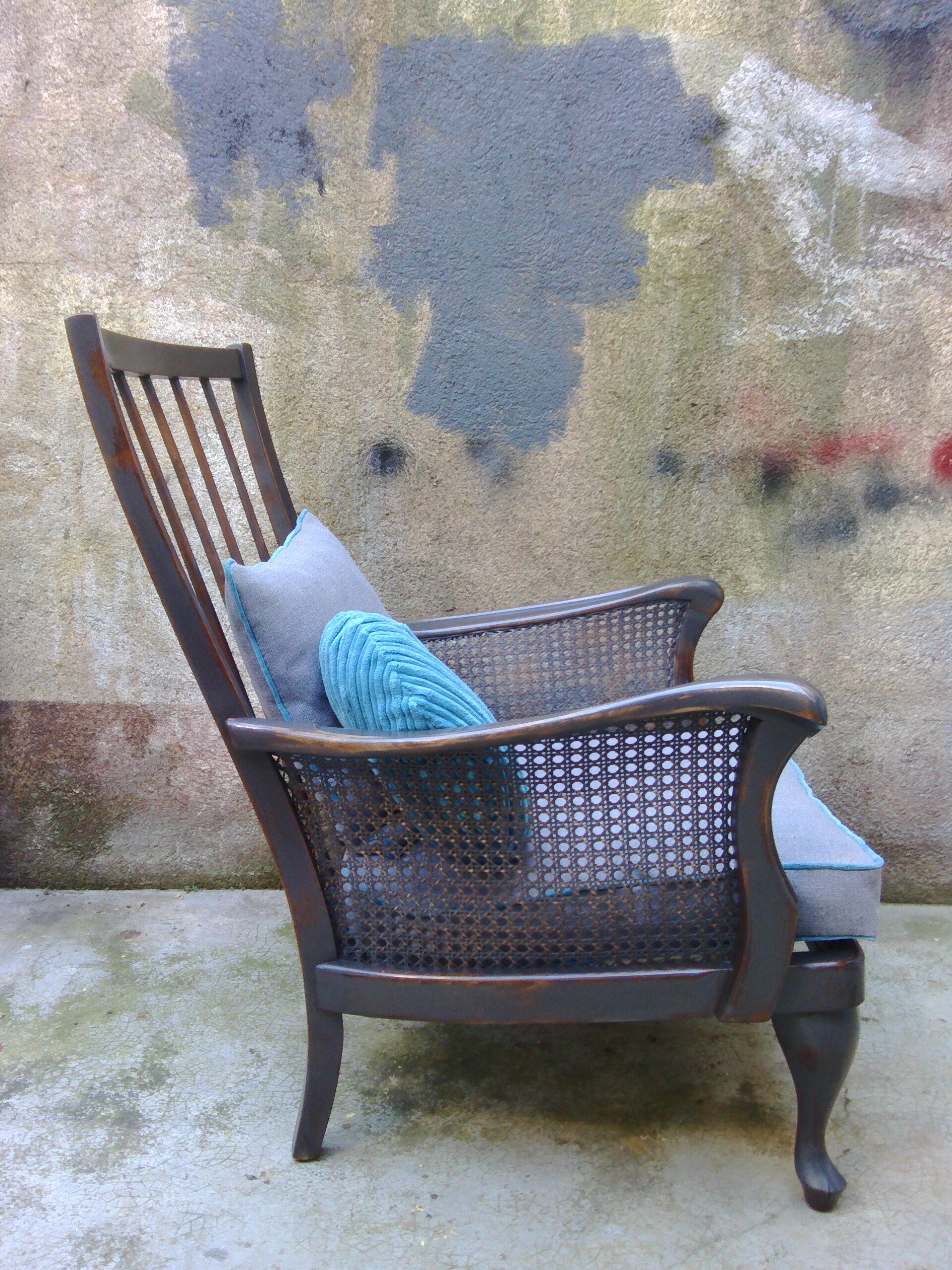 1950s vintage wooden armchair and caning