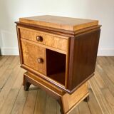 table de chevet en loupe d'orme art déco années 30
