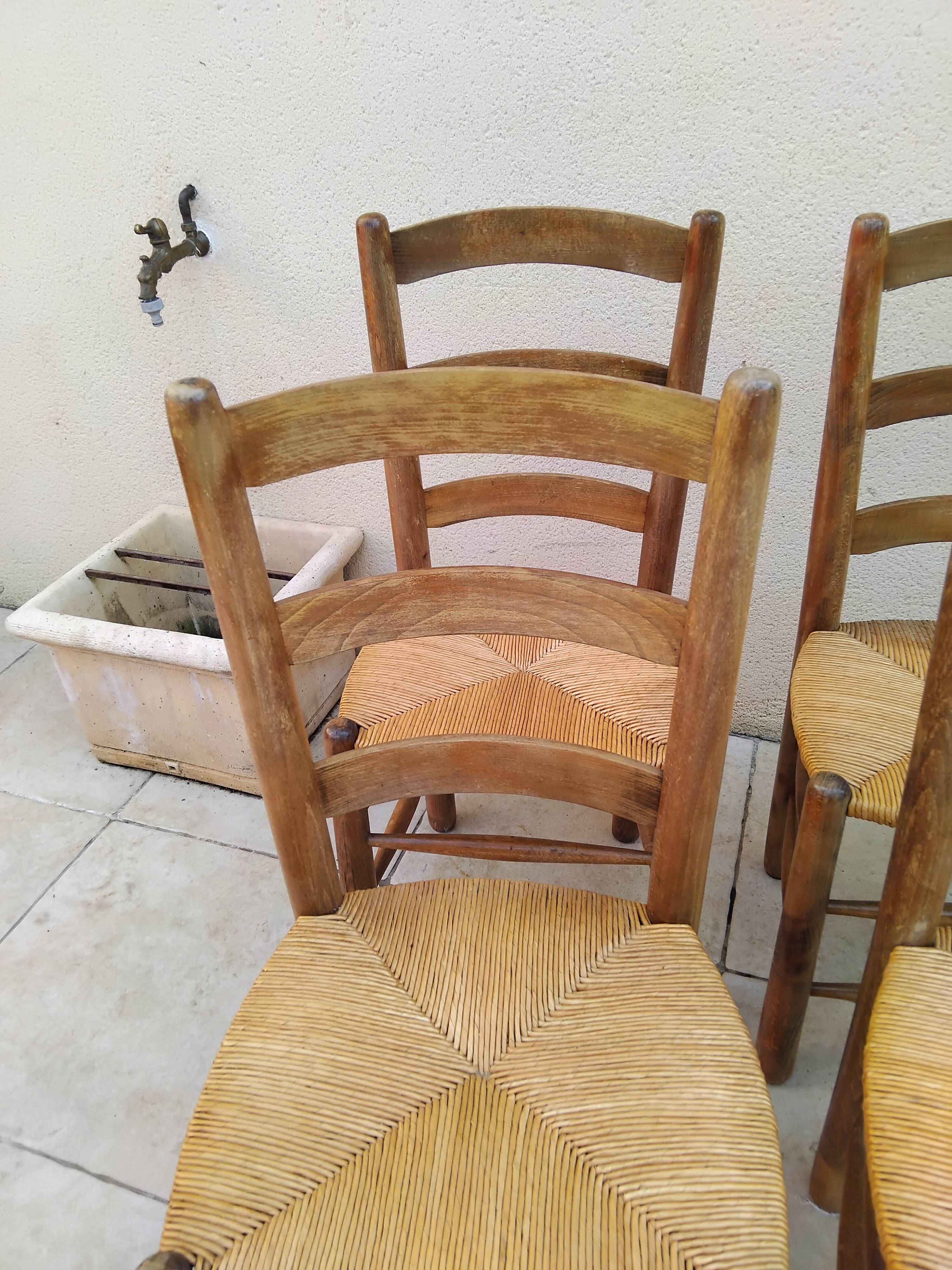 4 vintage straw chairs