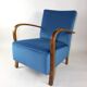 Fauteuil en velours bleu Art Déco, années 1960