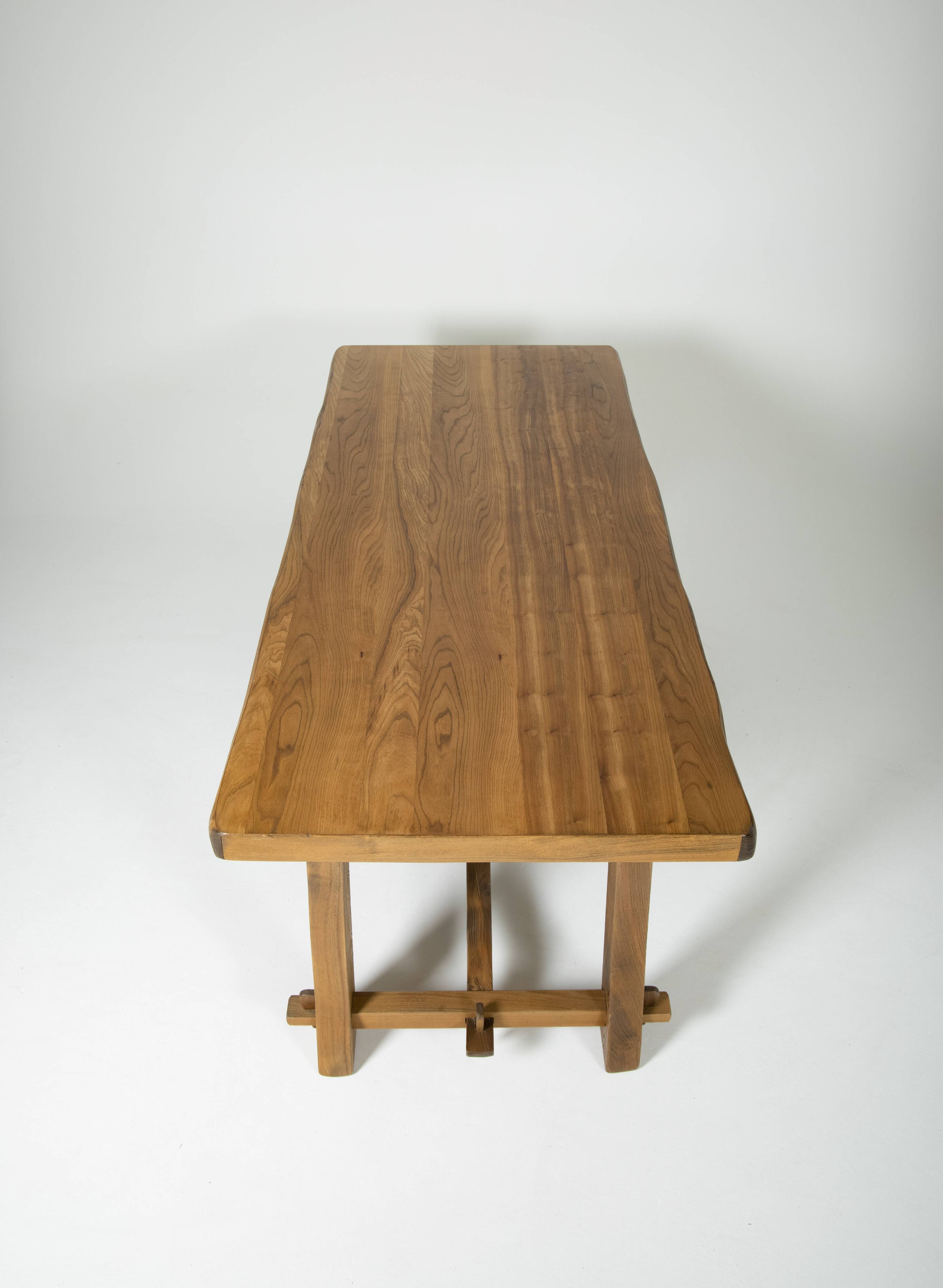 Elm table by Aranjou, France 1970s