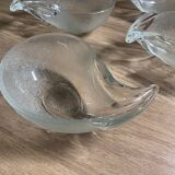 Glass avocado service with avocado decor 7 pieces 1 with an interior crack not perceptible to the touch 1 with an interior crack not perceptible to the touch