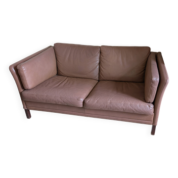 Canapé scandinave cuir marron 2 places