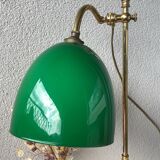 Lampe de bureau en laiton et opaline verte