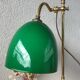 Desk lamp in brass and green opaline