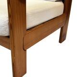 Canapé vintage deux places en pin des années 70 au design minimaliste