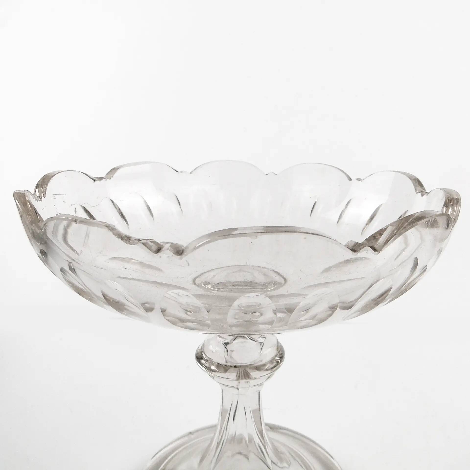 Biedermeier compote, transparent crystal, Czechia, 19th century