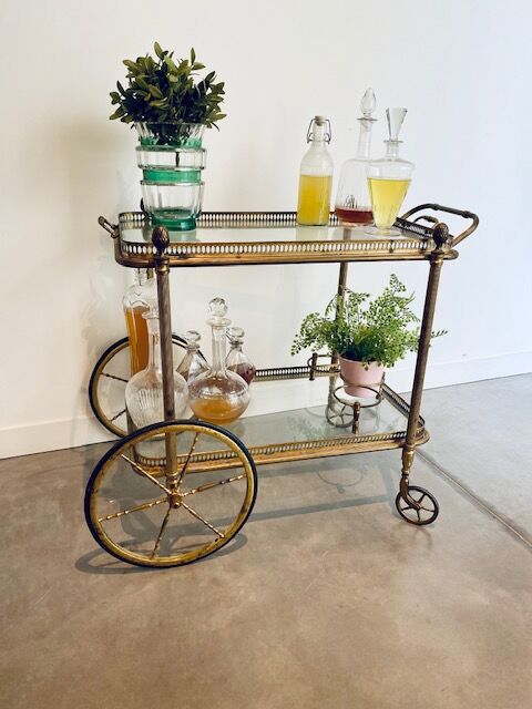 Vintage golden rolling trolley