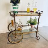 Chariot roulant vintage doré