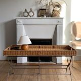 Rattan tray folding table